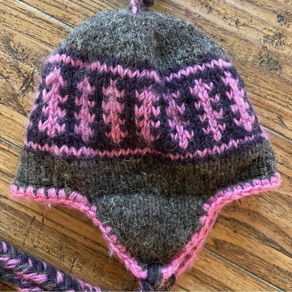 Girl’s Warm Wool Winter Hat with Ear Flaps and Tassels - Picture 3 of 8